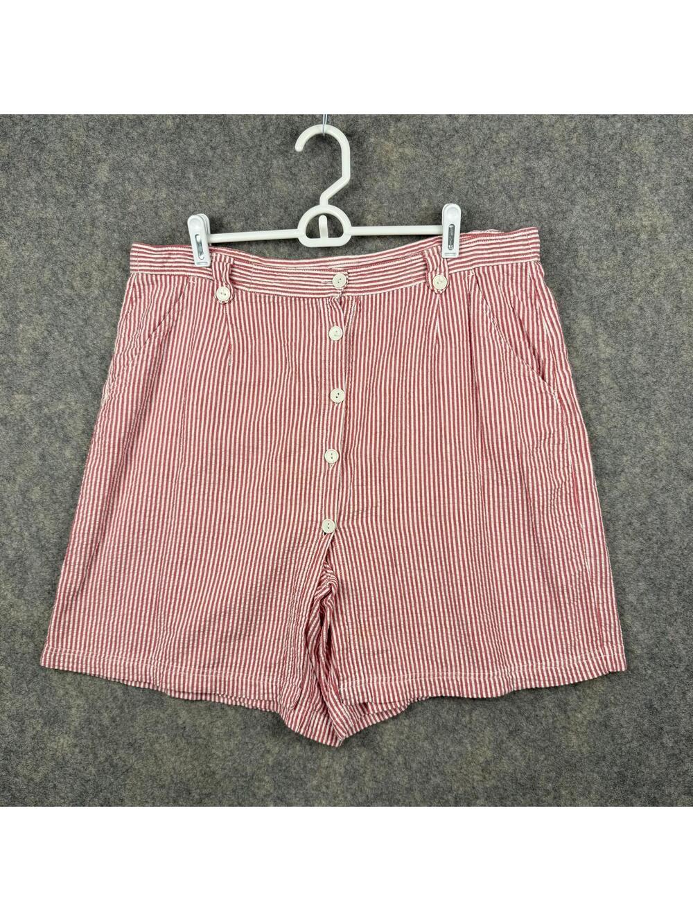 Sag Harbor Sport Red White Striped Seersucker Skort Size 16 Nautical Coastal 443